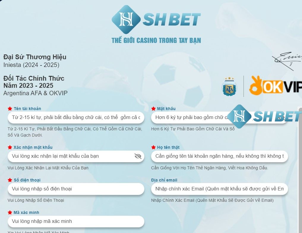 Anh em cần cập nhật thông tin để đăng ký Shbet